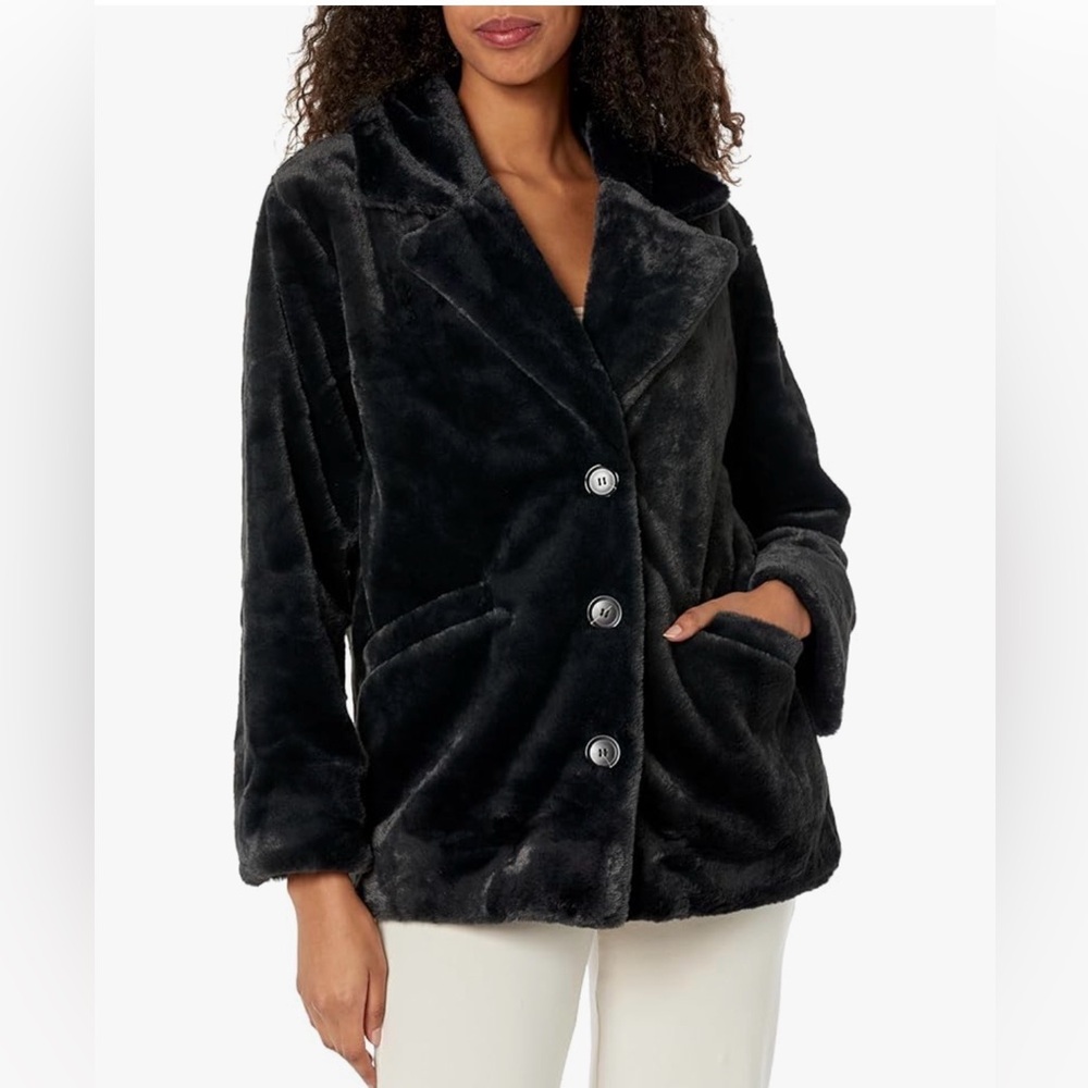 PJ Salvage Black Faux Fur Coat Women’s Size Small NWT